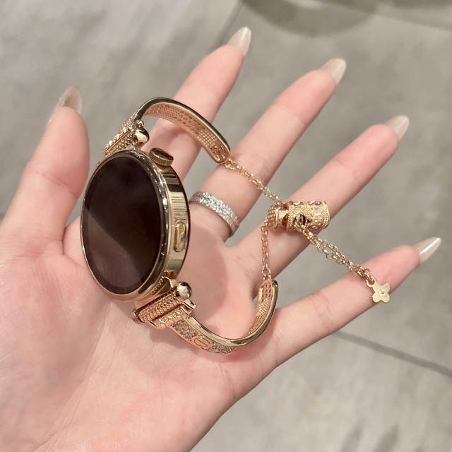 Onthelevel 18k Gold/Brass Breathable Smart Watch Band for Women Diamond Screwdriver Classic Fashion Fit Compatible IOS Model S85