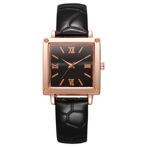 Montre élégante en cuir pour femmes, style vintage, cadran carré, montre-bracelet à quartz, bracelet coloré, montre tendance - Product Image 5