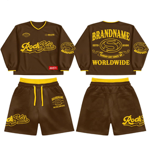 Ensemble chemise et short décontracté d'été respirant à manches longues, personnalisable avec logo OEM, 100 % coton écologique, style streetwear, vente en gros - Product Image 4