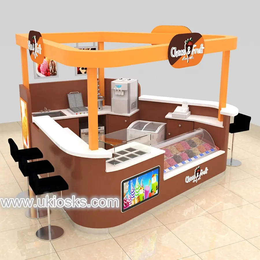 Dijual Unik Desain 3D Segar Kopi/Toko Roti/Krep Desain Interior, Toko Ritel Furnitur Tampilan Makanan Cepat