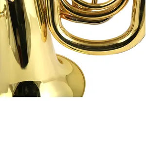Oem tuba rotativo de alta qualidade bb, laca dourada amarela sino de bronze bb tom tuba com 4 rotações