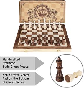 Jeu d'échecs magnétique en bois <span class=keywords><strong>de</strong></span> 15 pouces - 2 reines supplémentaires - Plateau pliable - Compartiments <span class=keywords><strong>de</strong></span> rangement pour <span class=keywords><strong>les</strong></span> pièces, jeu d'échecs portable fait main pour <span class=keywords><strong>les</strong></span> voyages - Product Image 4