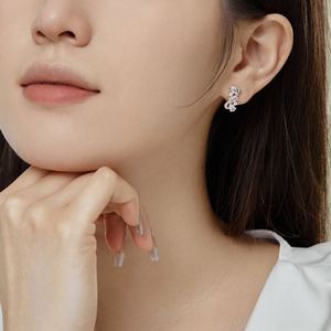 Dylam Luxury Collection S925 <b>Silver</b> Rhodium Plated Women Fine Jewelry Multiple Shape Dress up 5A Cubic Zirconia <b>Hoop</b> Earrings - Product Image 2