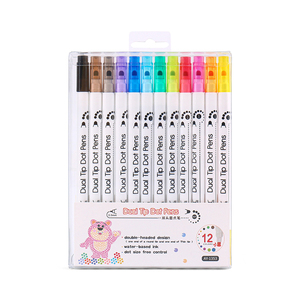 Set di Pennarelli a Doppia Punta con 12 <span class=keywords><strong>Colori</strong></span>, per Punti e Linee, Senza Applicazione di Colore, Set di Pennarelli Artistici - Product Image 1