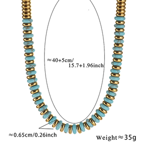 Collana all'ingrosso in acciaio inossidabile in oro bohémien collana in acciaio inossidabile fatta a mano Malachite tigre occhio guarigione pietra di perline per le donne ragazze - Product Image 2