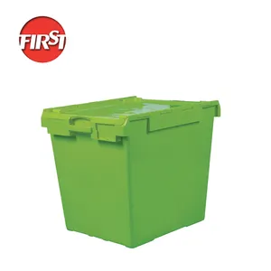Moving Box Attached Lid Stacking Heavy Duty Nesting Container Crates