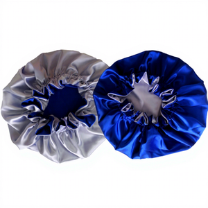 Venta al por mayor gorros de satén gorros de dormir gorro de noche grande mujeres ajustable elástico doble capa reversible gorro de seda para el pelo rizado - Product Image 1