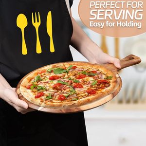Nhà Máy Bán Buôn Thiết Kế Mới Hình Tròn Bằng Gỗ Bánh Pizza Phục Vụ Hội Đồng Quản Trị Dày Gỗ Keo Cắt Hội Đồng Quản Trị Tự Nhiên Thớt Heo - Product Image 5