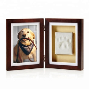 Qumazhu Hot Sale MDF/Pine Wood Pet <b>Memorial</b> Picture Frame <b>Dog</b> Paw Print 3-Color Printing Sympathy Gift Customizable Keepsake - Product Image 1