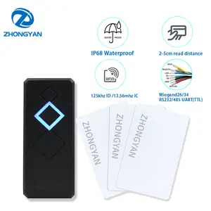 Zhongyan DC12V NFC Contactless RFID Leitor de Cartão Inteligente Controle de Acesso 125Khz Wiegand 26 34 IC ID Leitor De Cartão De Bloqueio De Porta