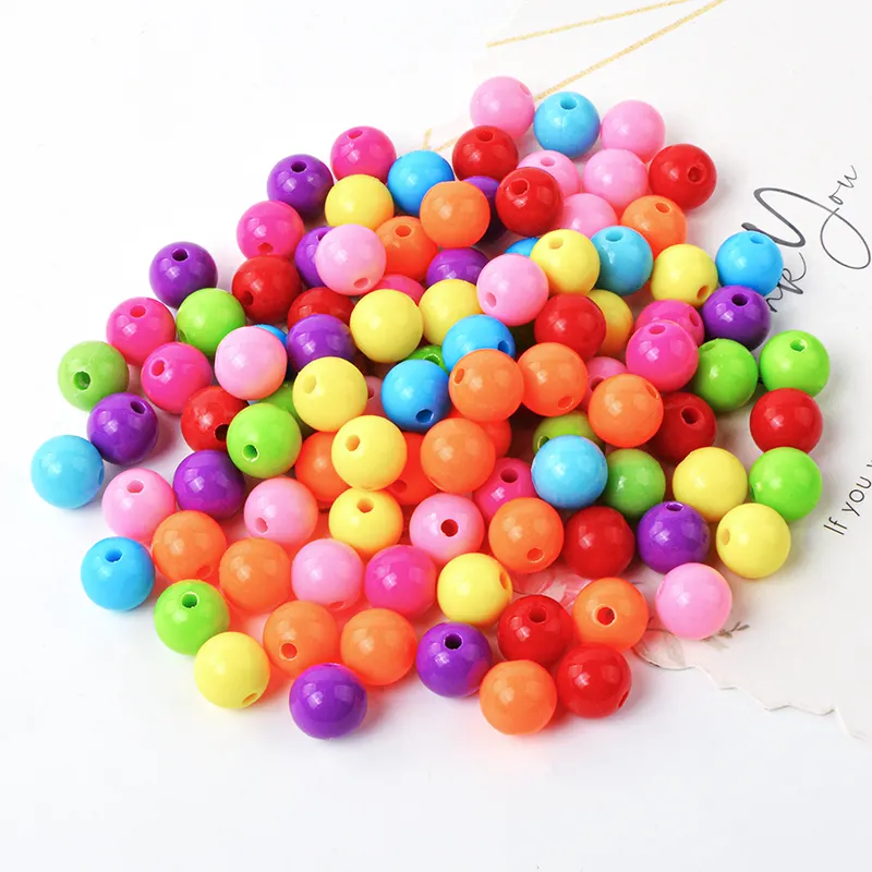 حبات دائرية ملونة مبيع بالجملة حبات أكريليك فضفاضة من الخرز سهلة الاستخدام للأطفال