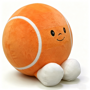 Peluche Personalizado de Animal de Peluche Suave con Rayas Blancas, Cara y Patas Sonrientes, Lindo Personaje de Peluche con Forma de Pelota de Tenis Naranja - Product Image 3