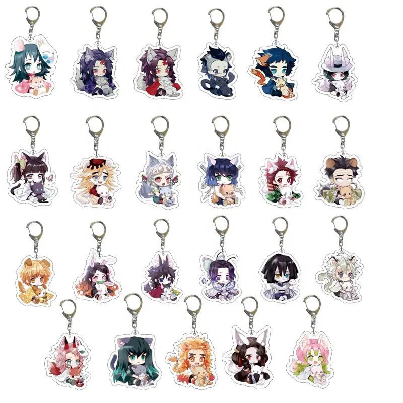 Günstige Großhandel Promotion Custom Schlüssel bund Dämonen töter Kimetsu Cartoon Anime Charms Acryl Schlüssel bund