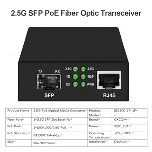 <span class=keywords><strong>Convertidor</strong></span> <span class=keywords><strong>de</strong></span> <span class=keywords><strong>Medios</strong></span> PoE <span class=keywords><strong>de</strong></span> Fibra Óptica <span class=keywords><strong>de</strong></span> Alta Estabilidad 2.5G con Soporte RJ45, Transmisión <span class=keywords><strong>de</strong></span> 10-120 km, Módulo Transceptor IEEE802.3AF BT - Product Image 2