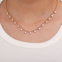 Collier à pampilles en or 18 carats haut de gamme avec perles de moissanite pour femme, chaîne délicate perlée, bijoux pour mariage et usage quotidien