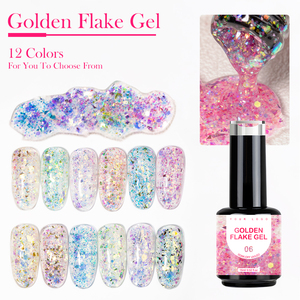 <span class=keywords><strong>Vernis</strong></span> à ongles en gel <span class=keywords><strong>Semi</strong></span> <span class=keywords><strong>Permanent</strong></span> Sequin Golden Glitter Gloss UV LED Nail Art Designs Gel <span class=keywords><strong>Vernis</strong></span> pour les professionnels et l'auto usage - Product Image 1