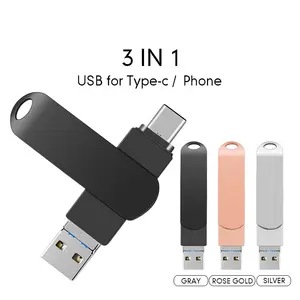 3 In 1 Otg USB chiavetta 2.0 3.0 U Stick 16Gb 32Gb 64gb 128gb 256per telefoni tipo c USB Custom Pen Drive spedizione veloce Pendrive