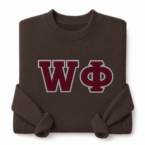 Sweat-shirt à col rond en chenille personnalisé avec applique de lettres grecques pour cadeau d'initiation universitaire ou de fraternité - Product Image 6