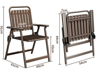 Accoudoirs de chaise pliante robustes siège de bande métallique étanche pour jardin intérieur extérieur Camping école parc Villa empilable