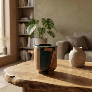 Quemador de Incienso de Madera Hecho a Mano, Difusor Aromático, Diseño de Resina de Sándalo, Uso en Todas las Estaciones, Decoración para el Hogar, Regalo, Mubkharah, Regalo para Ramadán y Eid - Product Image 1