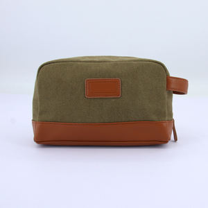 Оптовая продажа, индивидуальная дорожная холщовая мужская кожаная сумка для туалетных принадлежностей, косметичка, набор для бритья - Product Image 2