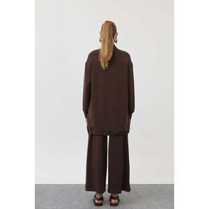 Puane Women's Brown Pocket Detail Zippered Two-Piece Outfit <b>Set</b> - Modern Casual Style with Functional Design 14299TKS - Product Image 5
