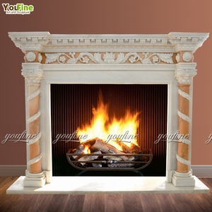 สไตล์ยุโรปคลาสสิกมือแกะสลักเตาผิงหินอ่อนสีเบจ - Product Image 4