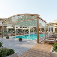 Système de toit rétractable en PVC avec structure en aluminium, auvent extérieur pour piscine, toit ouvert ou patio