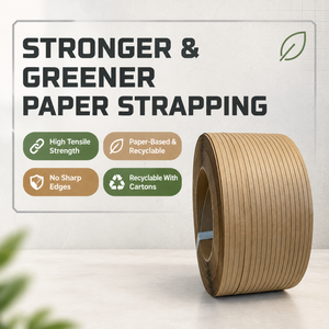 Sangle en papier kraft haute résistance, 100 % recyclable, sans bords tranchants, pour l'emballage en entrepôt - Product Image 1