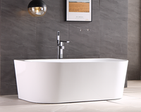 Baignoire autoportante moderne en acrylique de 1,5/1,6/1,7/1,8 m avec robinet de vidange chromé, massage par air et hydromassage, certifiée CE