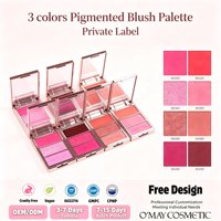 Palette de fard à joues végétalien 3-en-1 pigmenté, logo personnalisé, multi-usages pour illuminateur et blush, fini naturel, résistant à l'eau, vente en gros
