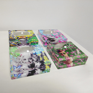 큐브 아크릴 사탕 그릇 화려한 아크릴 사탕 접시 사각형 네온 루사이트 사탕 그릇 - Product Image 4