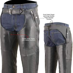 หนัง MLM5505รถจักรยานยนต์หนังสีดำพรีเมี่ยมของผู้ชาย2025 Chaps ความร้อนเรียงรายไปด้วยเทคเย็นสำหรับการแข่งรถ - Product Image 5