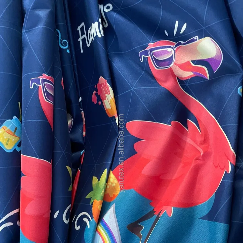 Flamingo popular padrão desenho animado 100% poliéster, tecido de microfibra impresso para a cama