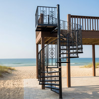 Schmiedeeiserne Wendeltreppe im französischen Design, umweltfreundliche und langlebige Konstruktion für den Außenbereich, 5+ Jahre Garantie