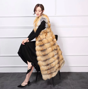 New Style Wholesale Modern Design Fluffy Fur Vest <strong>Girls</strong> Women <strong>Long</strong> Real Fox Fur <strong>Gilet</strong> - Product Image 2