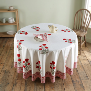 Nappe ronde en coton PRABHAVA avec imprimé Paisley, style moderne, faite à la main, personnalisable, lavable, pour les fêtes - Product Image 3