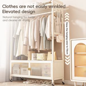 Estante de Almacenamiento Moderno para Muebles del Hogar de Gran Capacidad con Ruedas Universales, Perchero Móvil para Sala de Estar - Product Image 4