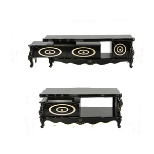 Luxury Modern Design Durable Extendable Wooden TV Stand and Coffee Table Set Elegant Furniture