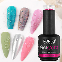 RONIKI 15ml OEM marque privée couleur pure/paillettes longue durée Vernis Semi Permanent Uv Led très bon vernis à ongles Gel