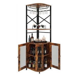 Estante <span class=keywords><strong>para</strong></span> vino, armario de esquina con puerta de malla, armario de barra de esquina con estante ajustable, armario de barra de licor <span class=keywords><strong>para</strong></span> el hogar - Product Image 4