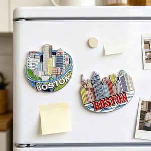 Imanes de Refrigerador de Aleación de Zinc con Esmalte, Recuerdos Turísticos con Diseño del Paisaje de Boston, EE. UU., con Logotipo Personalizado, Ecológicos y Recortados a Troquel - Product Image 1