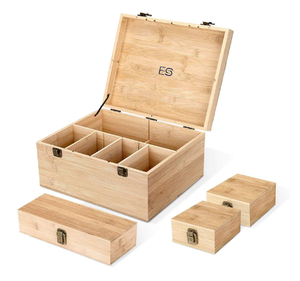 Customized Handmade Wooden Boxes 4 Compartments Square Wooden Boxes gift and display wood box