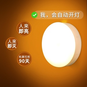 <b>Led</b> Night <b>Light</b> Rechargeable Human Body Sensor Wall <b>Light</b> For <b>Hallway</b> Staircase Bedroom Wardrobe 36V Acrylic Lampshade - Product Image 3