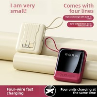Nouvelle batterie externe mini 20000 mAh grande capacité avec câble intégré, alimentation portable pour mobile, matériau PVC, logo personnalisé