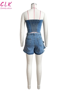 Conjunto de Shorts y <span class=keywords><strong>Chaleco</strong></span> Vaquero de Verano para Chicas Y2K 2026, Conjunto de Shorts Elásticos para <span class=keywords><strong>Mujer</strong></span> - Product Image 3
