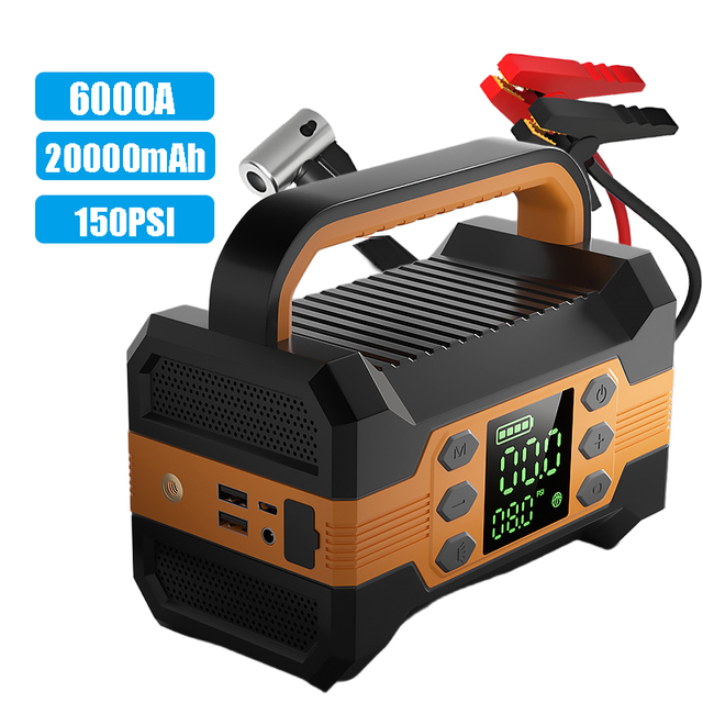 New Arrival 4 in 1 High Power Portable Car Jump Starter Battery Pack Spark Proof with Air Compressor 4000a Peak Current