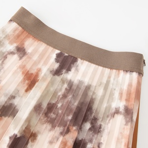 Custom Elegant Beige Organza Y2k Digital Print Midi Long <strong>Skirts</strong> Pleated Pu Leather <strong>Skirt</strong> For Women Ladies Office - Product Image 3