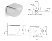 Meilleure vente WC suspendu mural classique rond en céramique monobloc sans bride avec siphon en P pour salle de bain