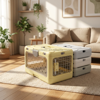 Cage de transport pliable et écologique pour animaux de compagnie, à quatre roues, double porte, respirante, en plastique, portable, pour chat et chien